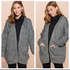 Gray Chunky Soft Cardigan Sweater One Size Fits Most